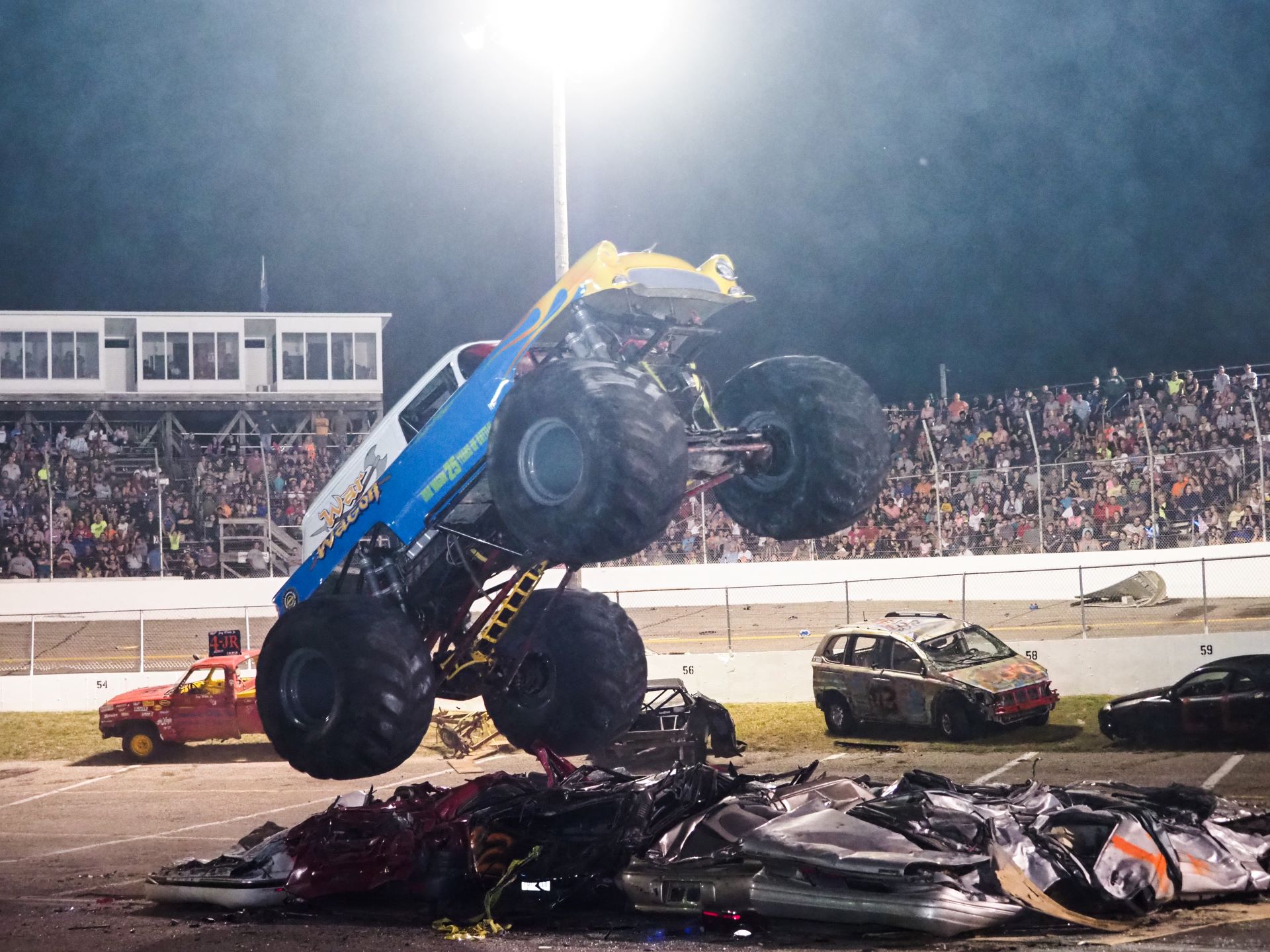 Mega Night of Destruction featuring Monster Trucks, Jet Car Melt Down, new Zoo Double Decker Cars, Bus & Trailer Races, New Stunts by Scarecrow & More PLUS Fireworks